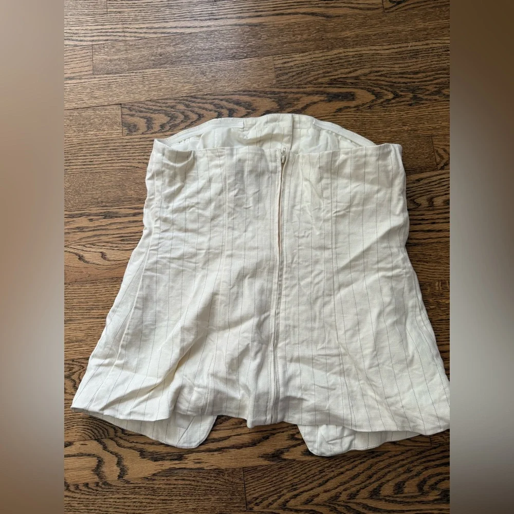 ASOS DESIGN Premium tailored longline bandeau top in the cream stripe size 8 - Picture 4 of 8